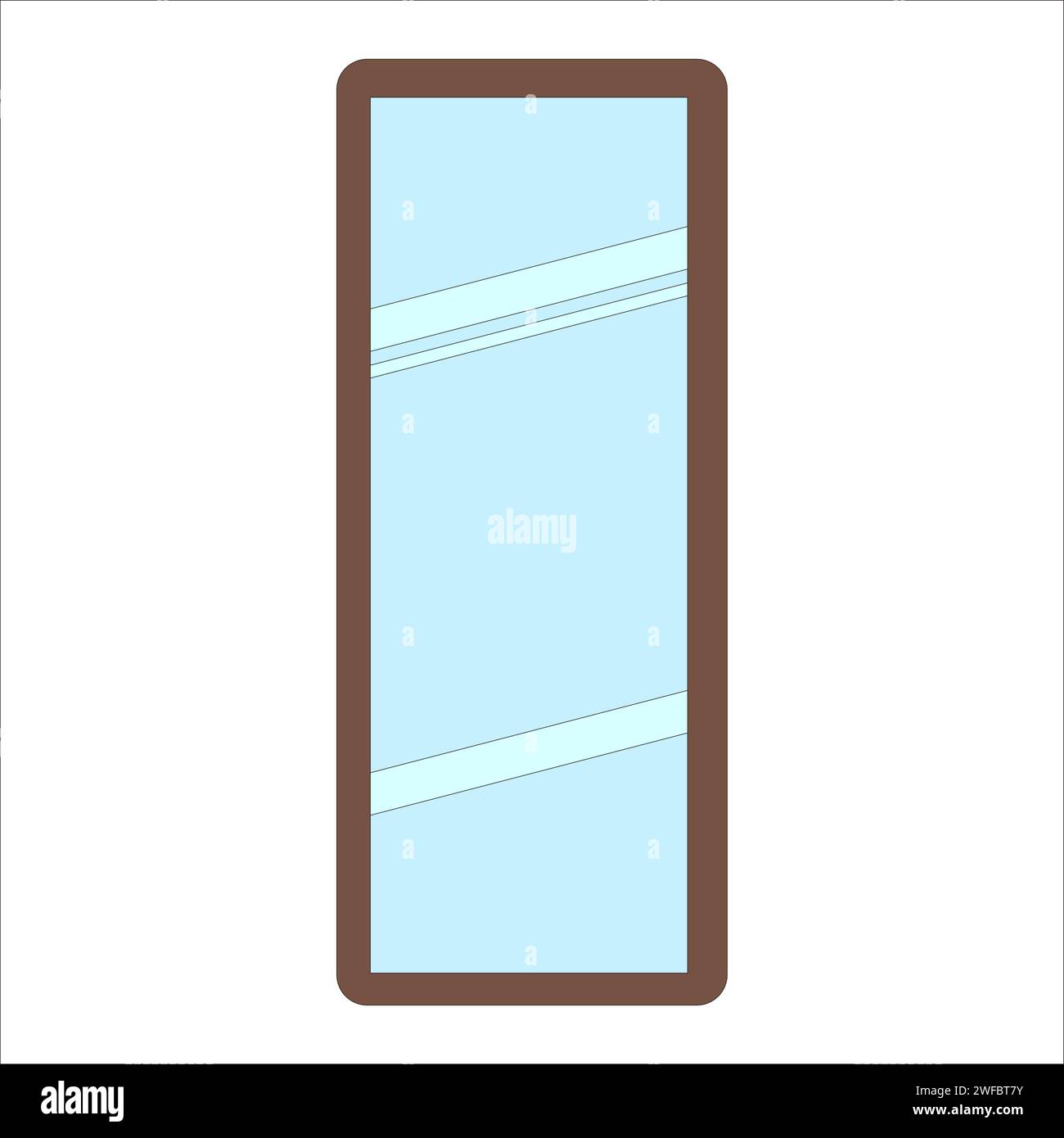 Icona grande dello specchio. Elemento bagno. Concetto di moda. Lunghezza completa. Decorazioni murali. Line art. Illustrazione vettoriale. Immagine stock. EPS 10. Illustrazione Vettoriale