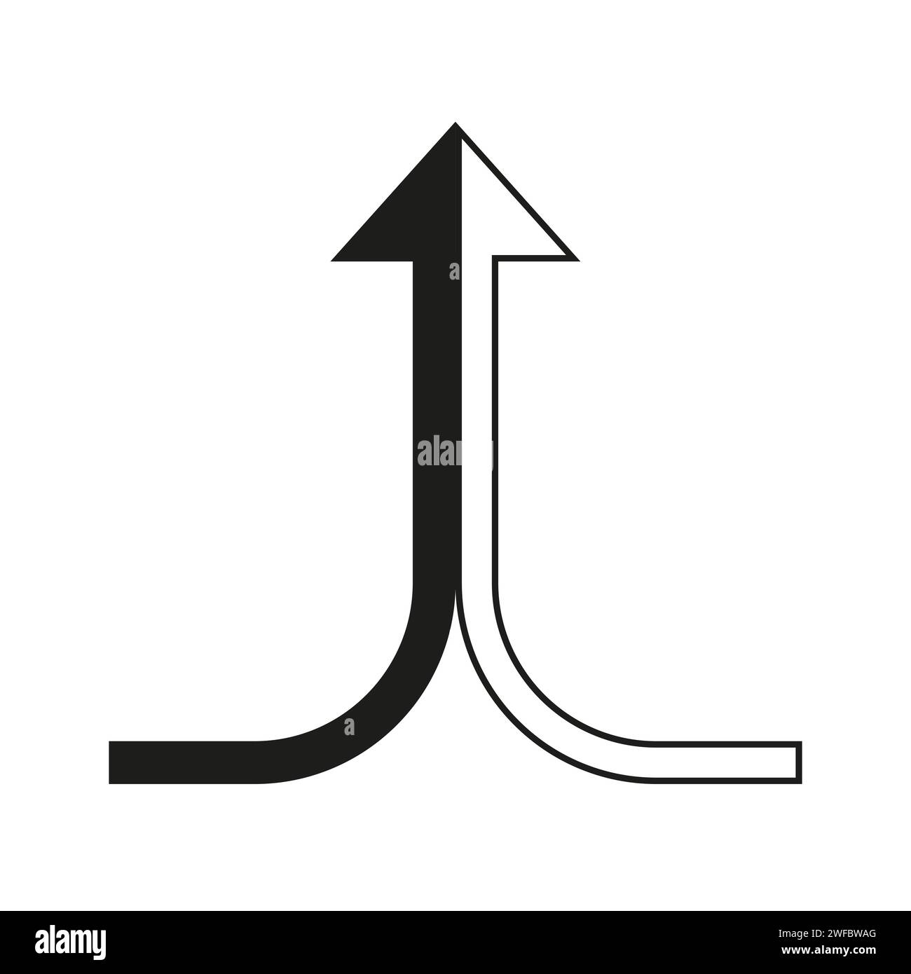 Serie piatta con due frecce in una. Concetto di lavoro di squadra. Illustrazione vettoriale. EPS 10. Illustrazione Vettoriale