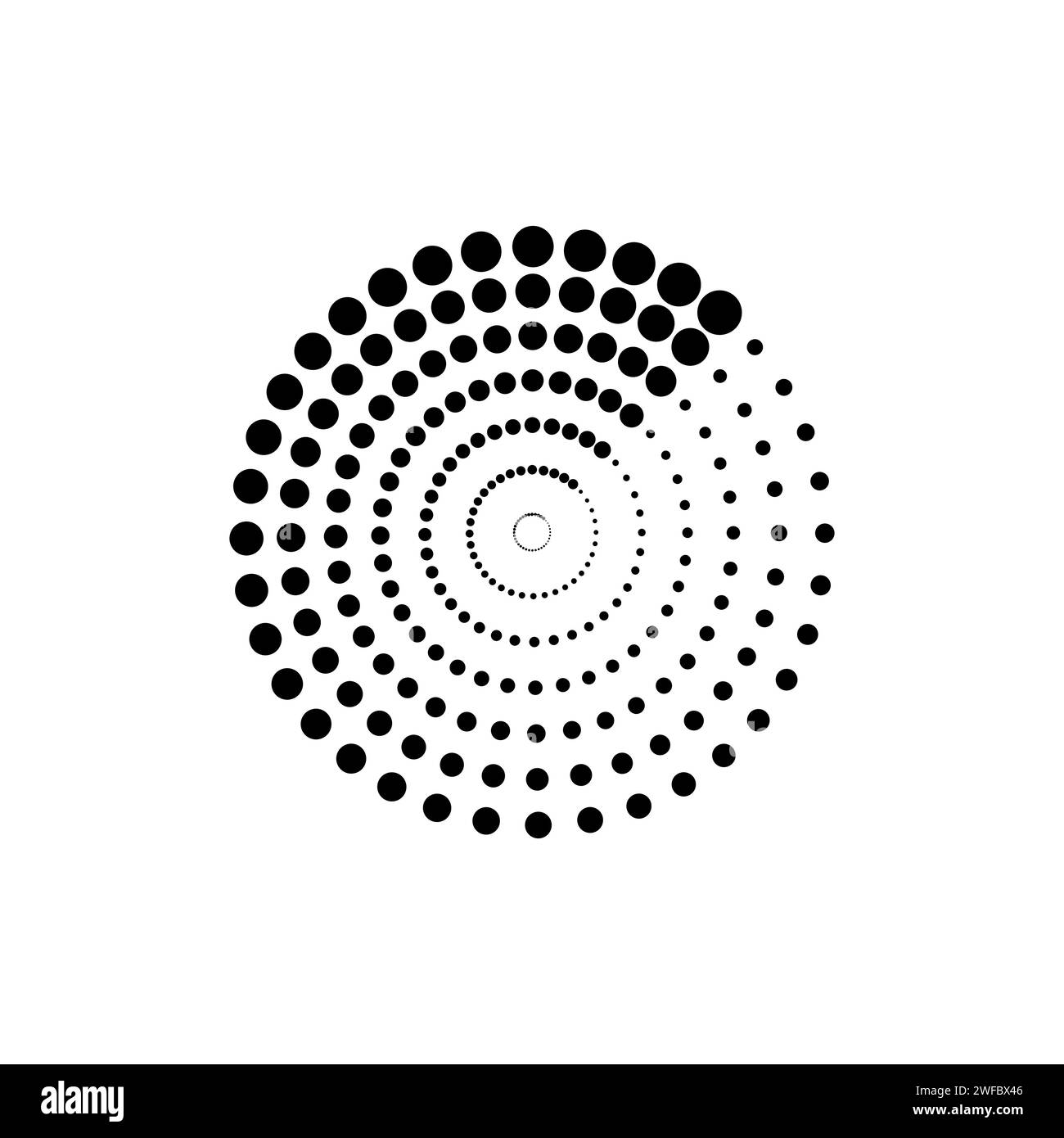 Cerchi neri punteggiati. Mezzitoni. Cerchi tratteggiati. Forma rotonda. Illustrazione vettoriale. immagine stock. EPS 10. Illustrazione Vettoriale