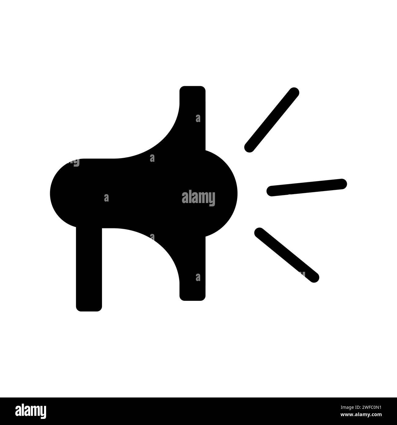 Icona altoparlante. Silhouette nera. Altoparlante pubblico. Segno pulsante. Concetto di comunicazione. Illustrazione vettoriale. Immagine stock. EPS 10. Illustrazione Vettoriale