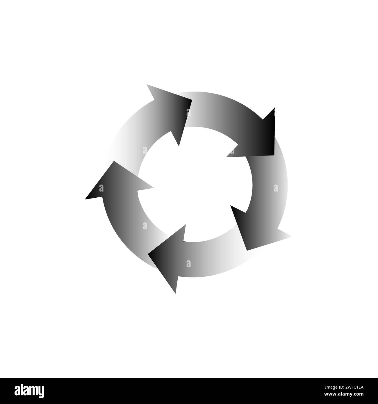 Sfumatura freccia circolare nera. Concetto di lavoro di squadra. Layout della progettazione infografica. Illustrazione vettoriale. immagine stock. EPS 10. Illustrazione Vettoriale