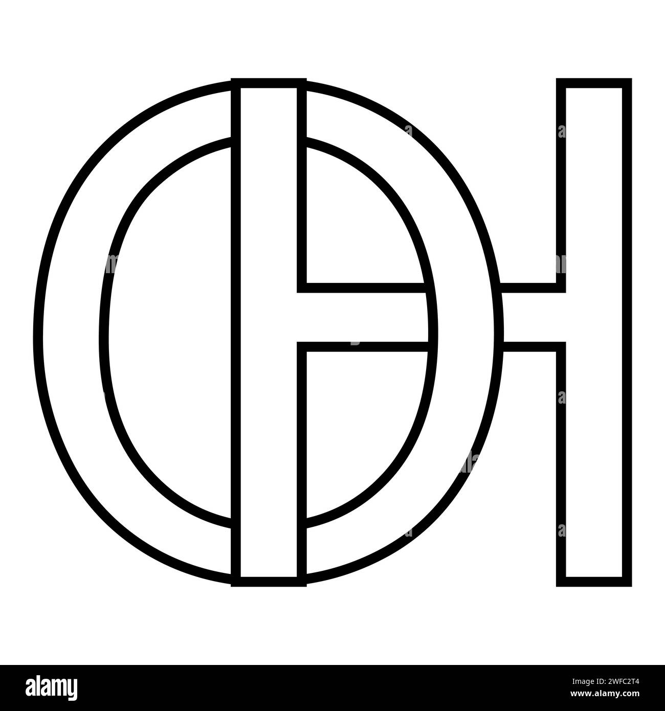 Logo logo icona a due lettere logotipo h o Illustrazione Vettoriale