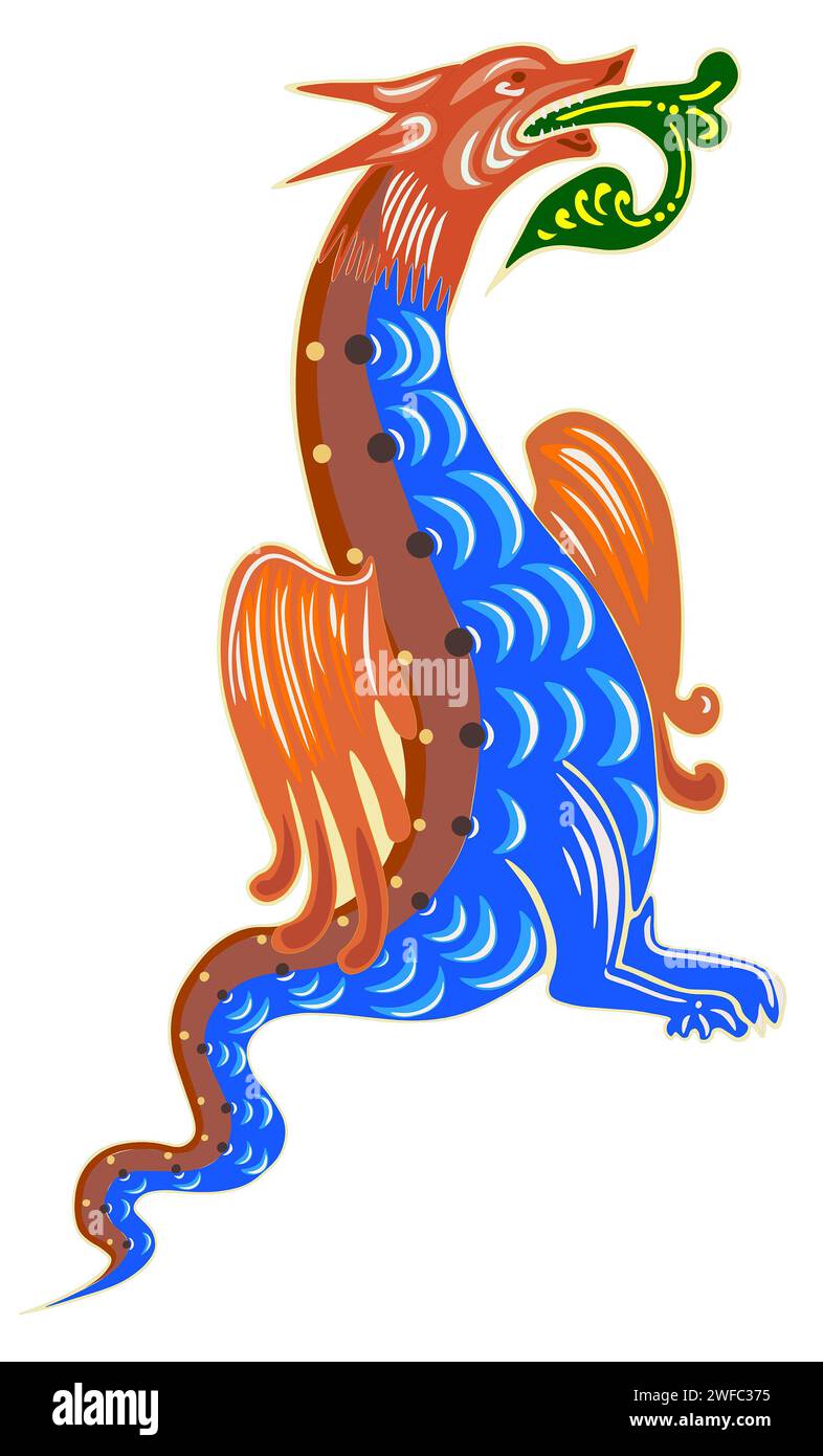 Alfabeto cirillico. Lettere. Illustrazione, disegno delle lettere iniziali. Foto Stock