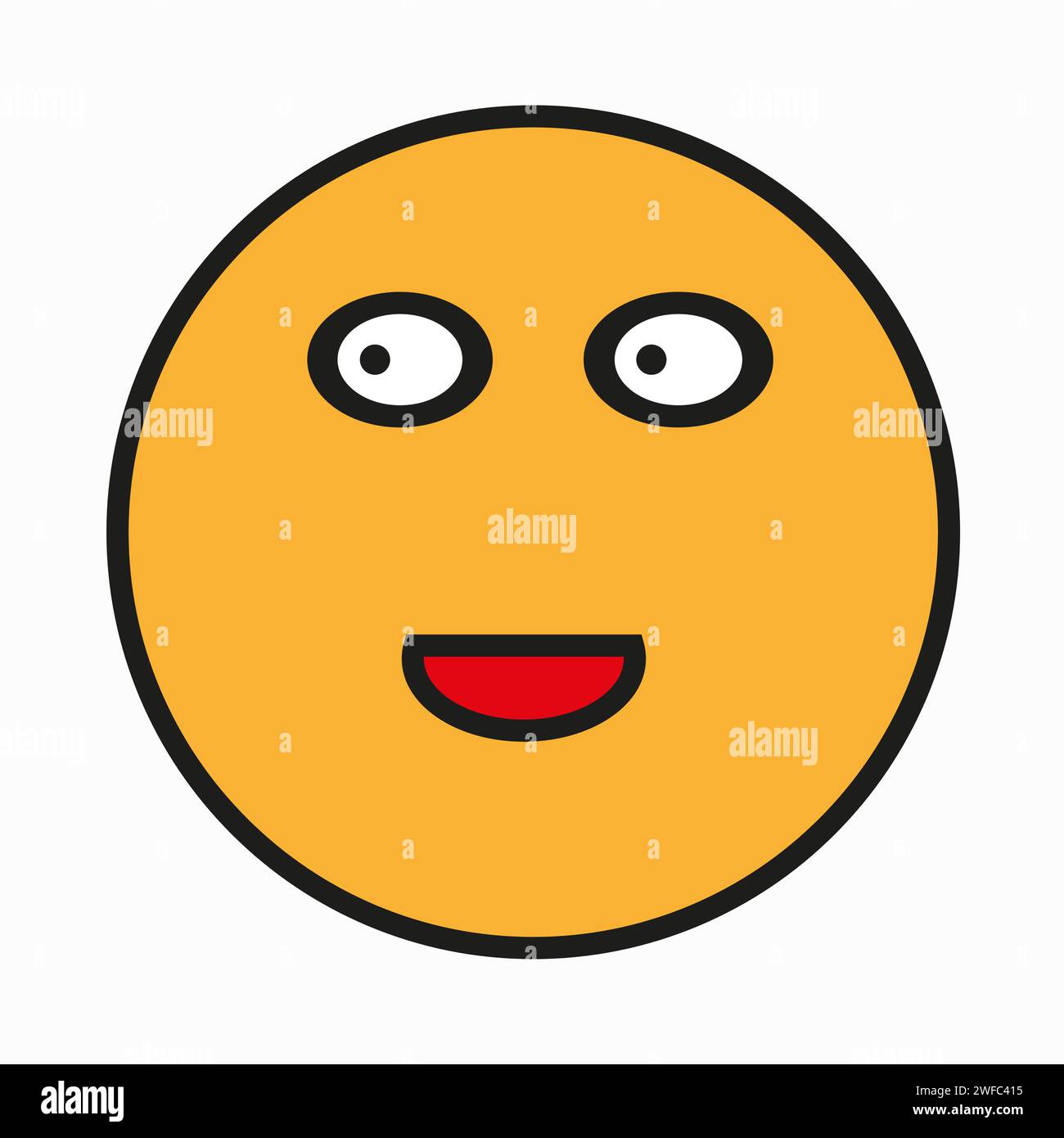 Curiosa icona sorridente. Emblema giallo. Contesto di comunicazione. Design semplice e piatto. Illustrazione vettoriale. Immagine stock. EPS 10. Illustrazione Vettoriale