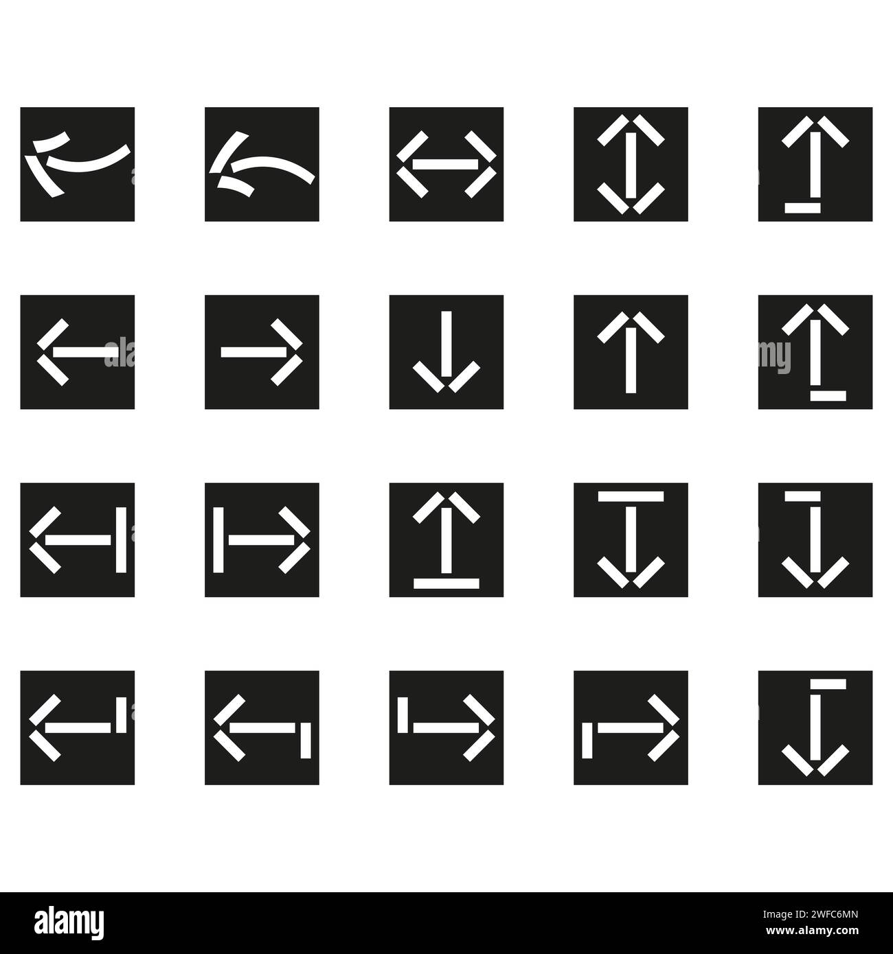 Frecce bianche quadrati neri. Progettazione dell'interfaccia utente Web. Interfaccia computer. Illustrazione vettoriale. immagine stock. EPS 10. Illustrazione Vettoriale