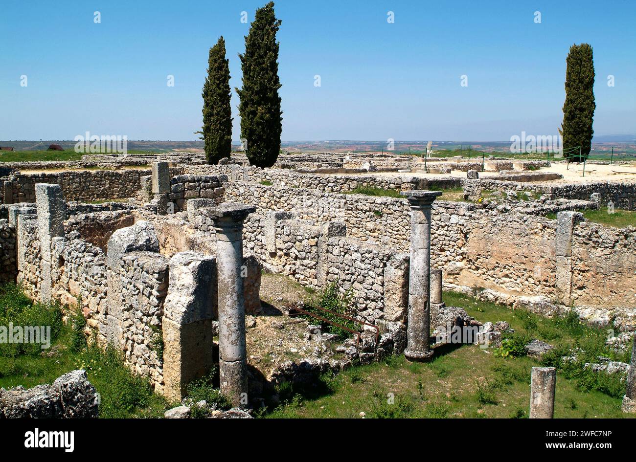 Colonia Clunia Sulpica, antica città romana. Peñalba de Castro, provincia di Burgos, Castilla y Leon, Spagna. Foto Stock