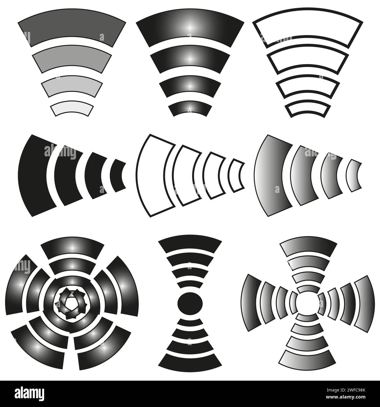 Icone radio WiFi. Illustrazione vettoriale. Immagine stock. EPS 10. Illustrazione Vettoriale