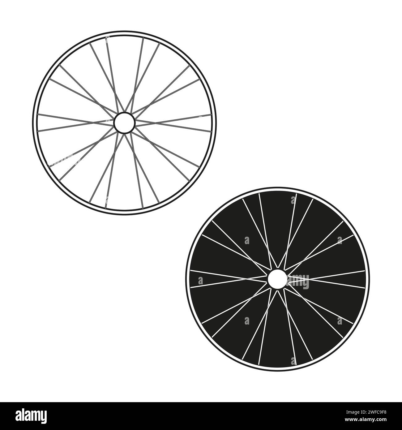 Set con razze delle ruote bianche e nere. Illustrazione vettoriale. immagine stock. EPS 10. Illustrazione Vettoriale