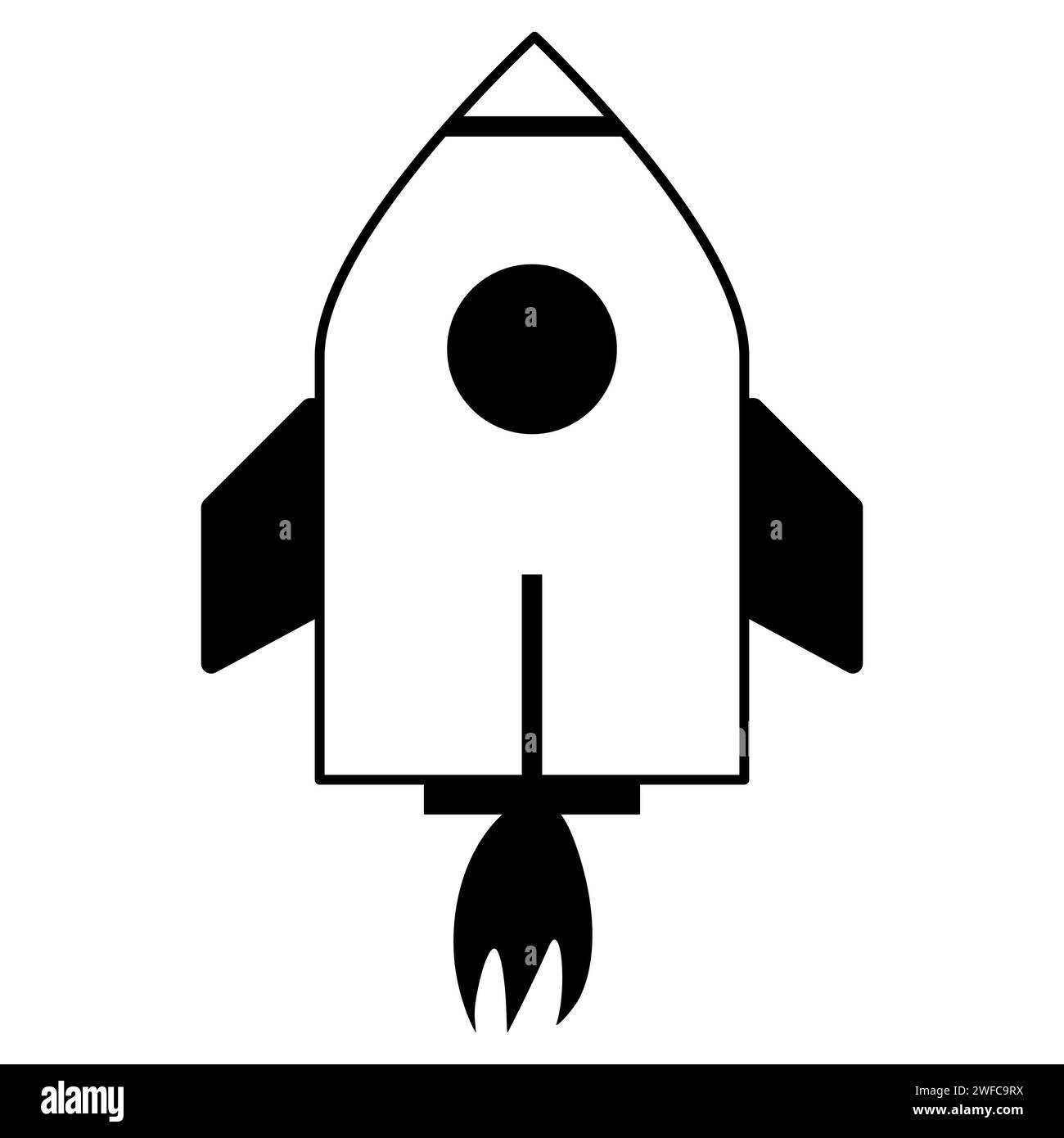 Il cielo dei cartoni animati in stile retrò. Lancio dell'astronave. Viaggi nello spazio. Concetto aziendale. Illustrazione vettoriale. immagine stock. EPS 10. Illustrazione Vettoriale