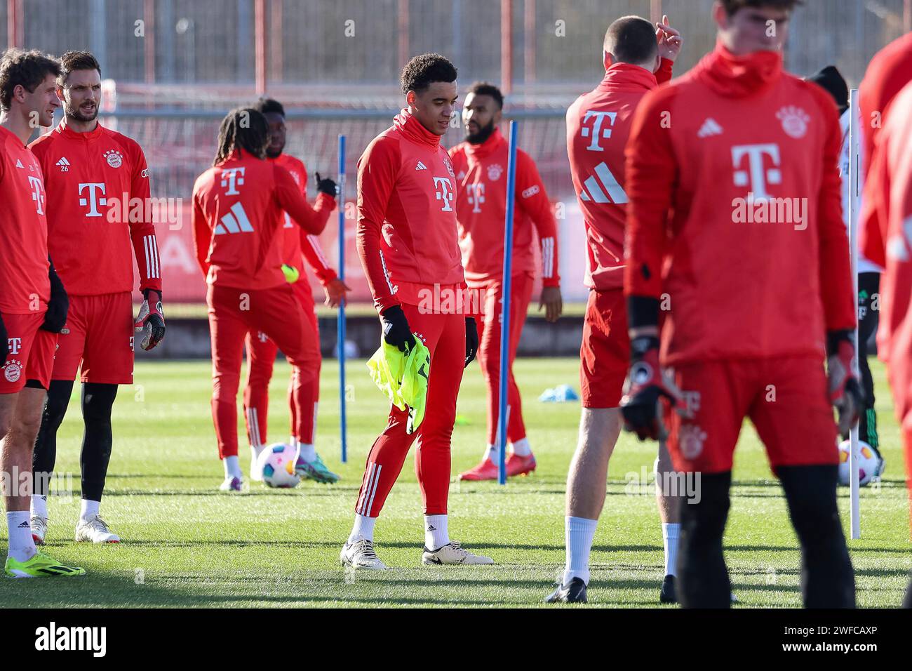 Muenchen, Deutschland. 30 gennaio 2024. Jamal Musiala (FC Bayern Muenchen, 42), Oeffentliches Training, FC Bayern Muenchen, Fussball, Saison 23/24, 30.01.2024, foto: Eibner-Pressefoto/Jenni Maul credito: dpa/Alamy Live News Foto Stock