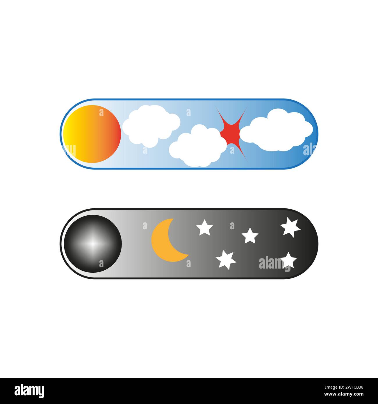 Cursori meteo. Icona a forma di stella. Illustrazione vettoriale. immagine stock. EPS 10. Illustrazione Vettoriale