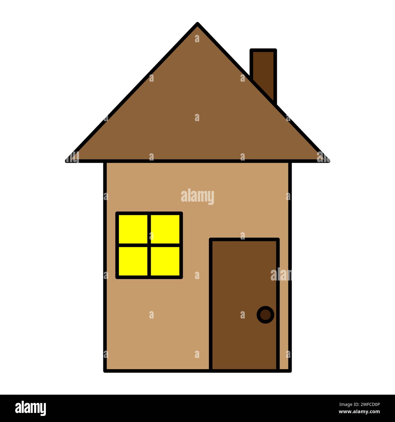 Esterno della casa. Concetto di vettore immobiliare. Casa con un camino. Illustrazione vettoriale. immagine stock. EPS 10. Illustrazione Vettoriale