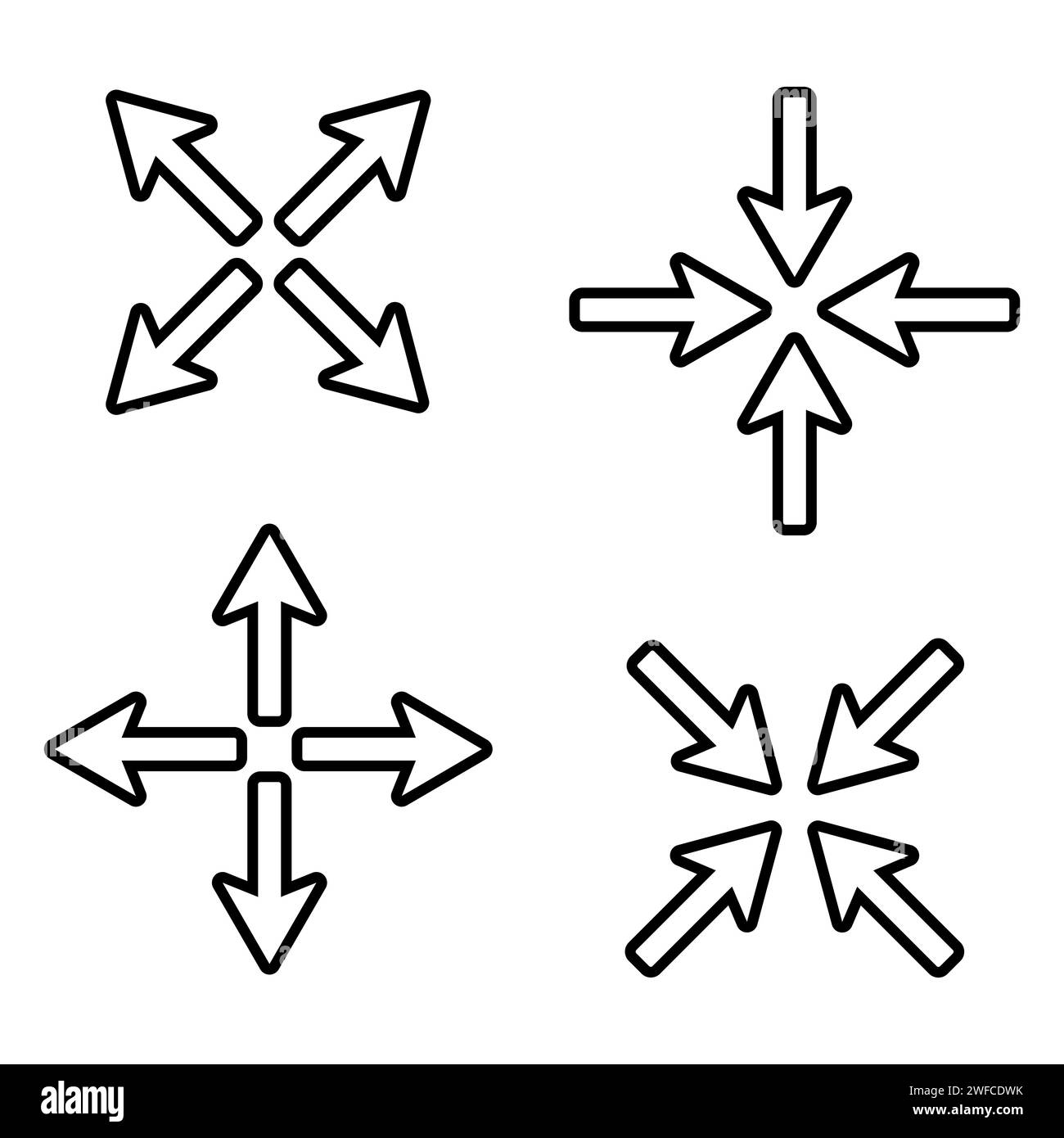 Frecce astratte impostate. Simbolo della croce. Illustrazione vettoriale. immagine stock. EPS 10. Illustrazione Vettoriale