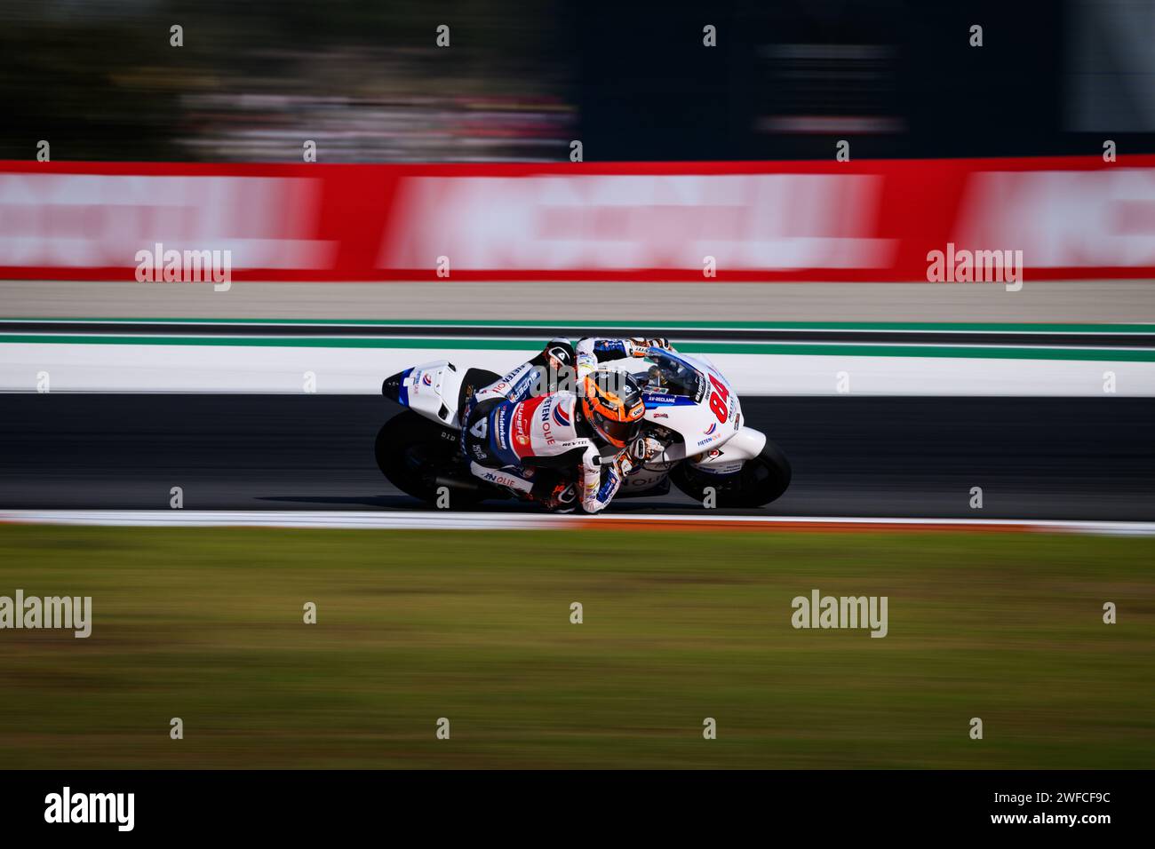 Il pilota olandese di Moto2 Zonta Van Den Goobergh durante la gara del Gran Premio Motul Comunidad Valenciana a Cheste, Valencia, Spagna. Novembre 2023 Foto Stock