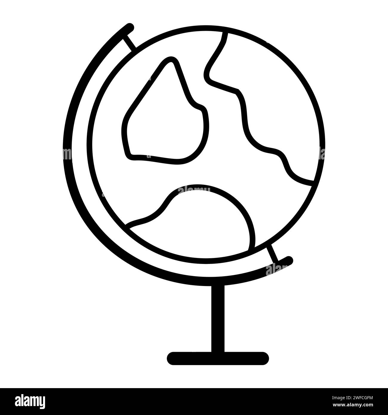 Globo scolastico bianco e nero. Pianeta Terra. Illustrazione vettoriale. immagine stock. EPS 10. Illustrazione Vettoriale