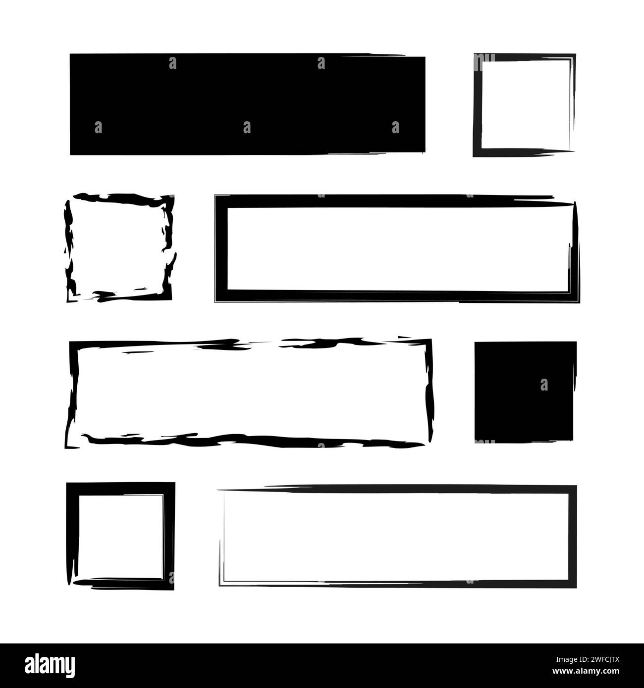 Rettangoli del pennello astratto. set di cornici. Cornice fotografica. Cornice bordo. Illustrazione vettoriale. immagine stock. EPS 10. Illustrazione Vettoriale