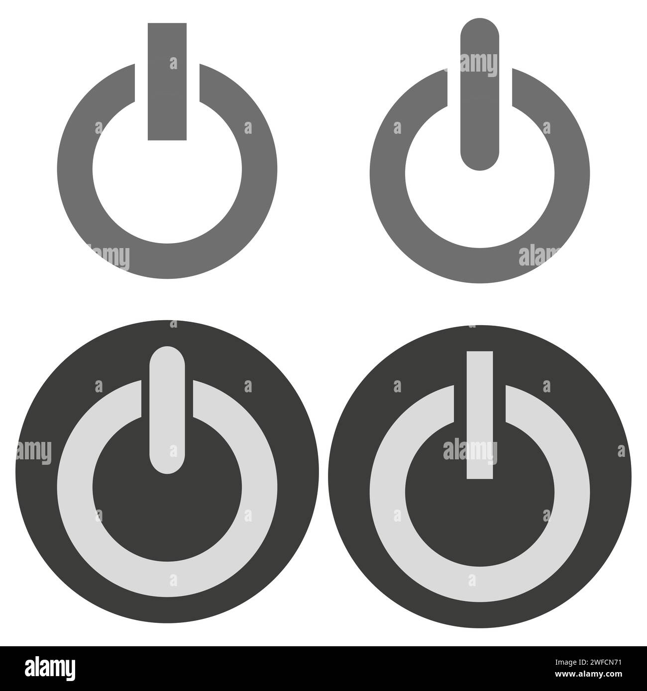 Interruttori a icona. attivare i pulsanti di spegnimento. Illustrazione vettoriale. immagine stock. EPS 10. Illustrazione Vettoriale