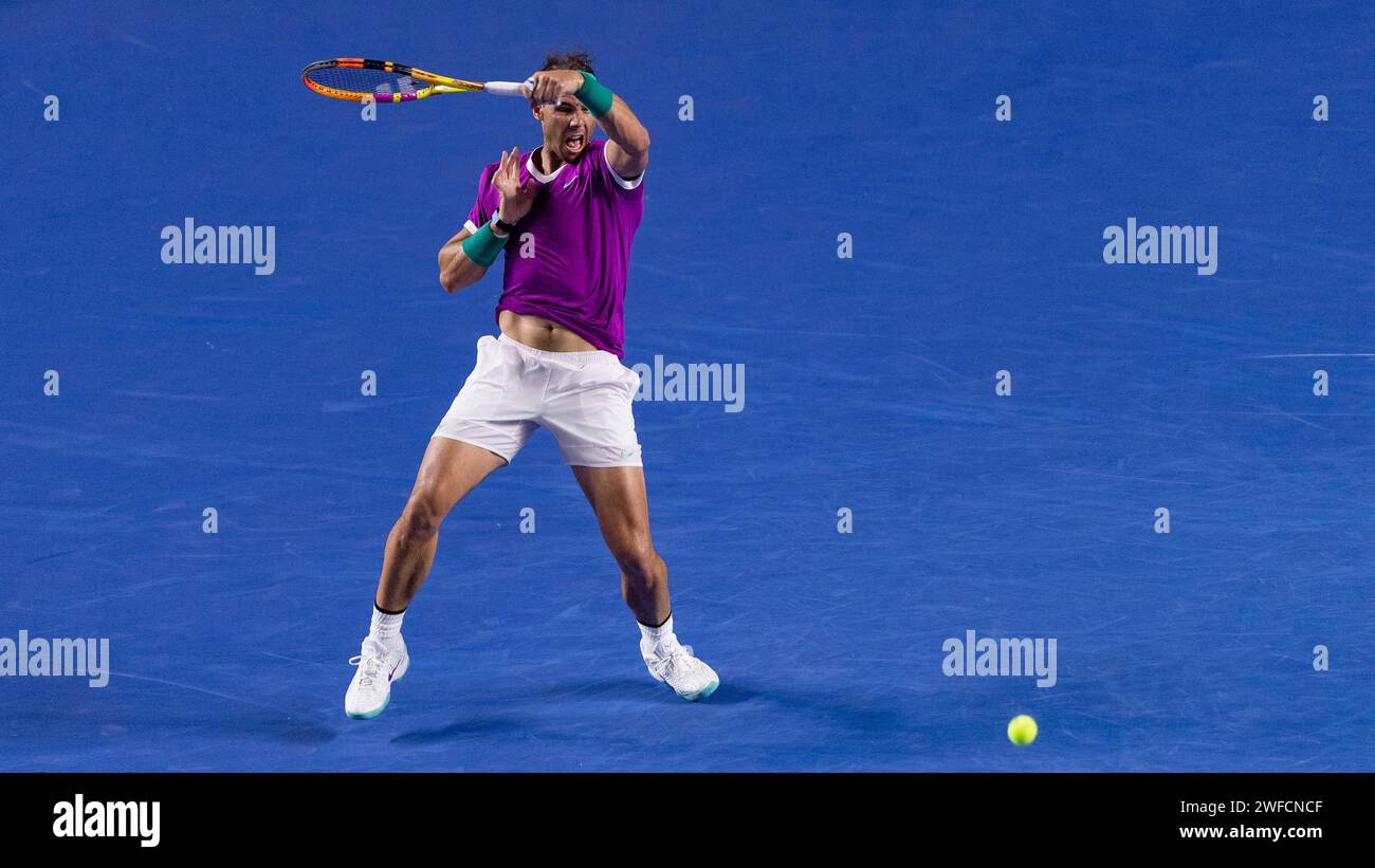 Rafael NADAL (ESP) vs Cameron NORRIE (GBR) durante il loro Singles Final Match dell'Abierto Mexicano Telcel presentado por HSBC all'Arena GNP Seguros il 26 febbraio 2022 ad Acapulco, Messico. Foto di Victor Fraile / Power Sport Images Foto Stock