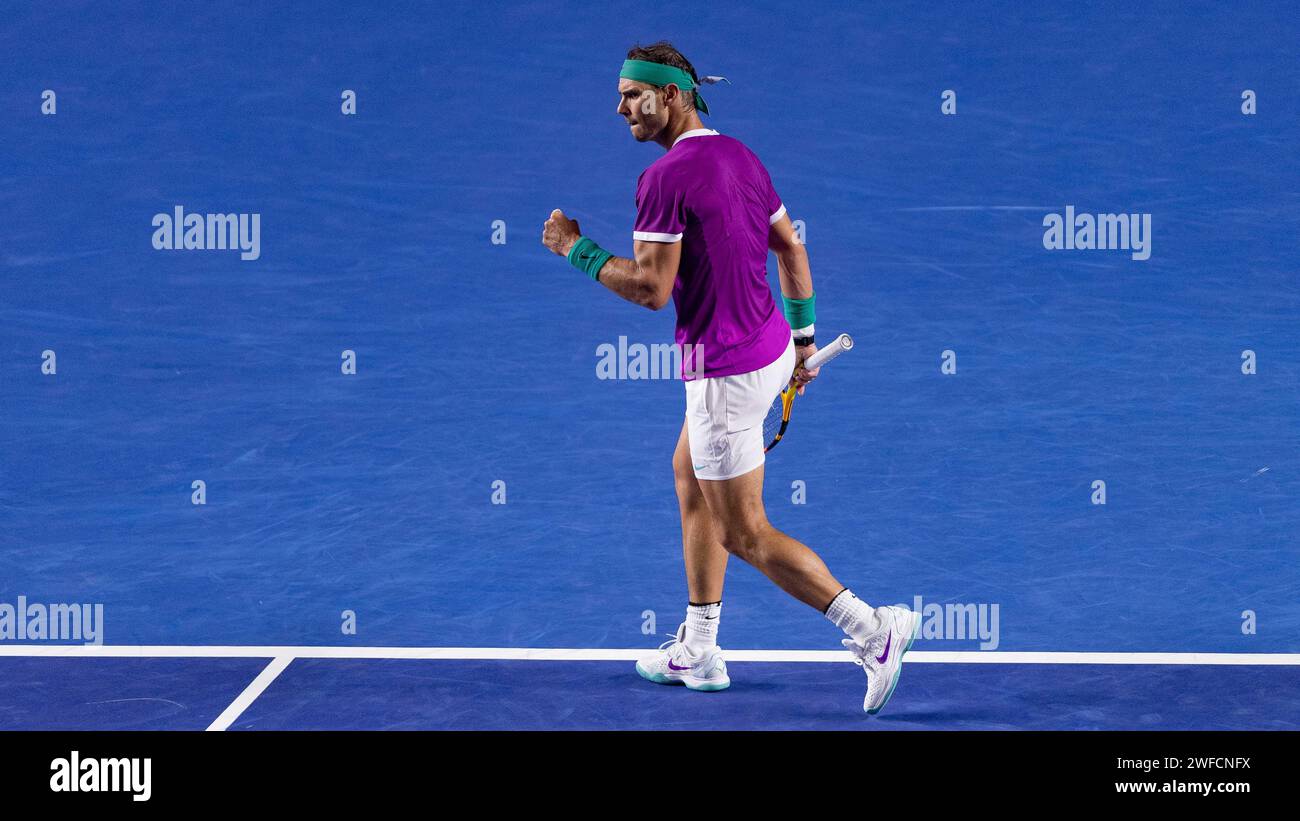 Rafael NADAL (ESP) vs Cameron NORRIE (GBR) durante il loro Singles Final Match dell'Abierto Mexicano Telcel presentado por HSBC all'Arena GNP Seguros il 26 febbraio 2022 ad Acapulco, Messico. Foto di Victor Fraile / Power Sport Images Foto Stock