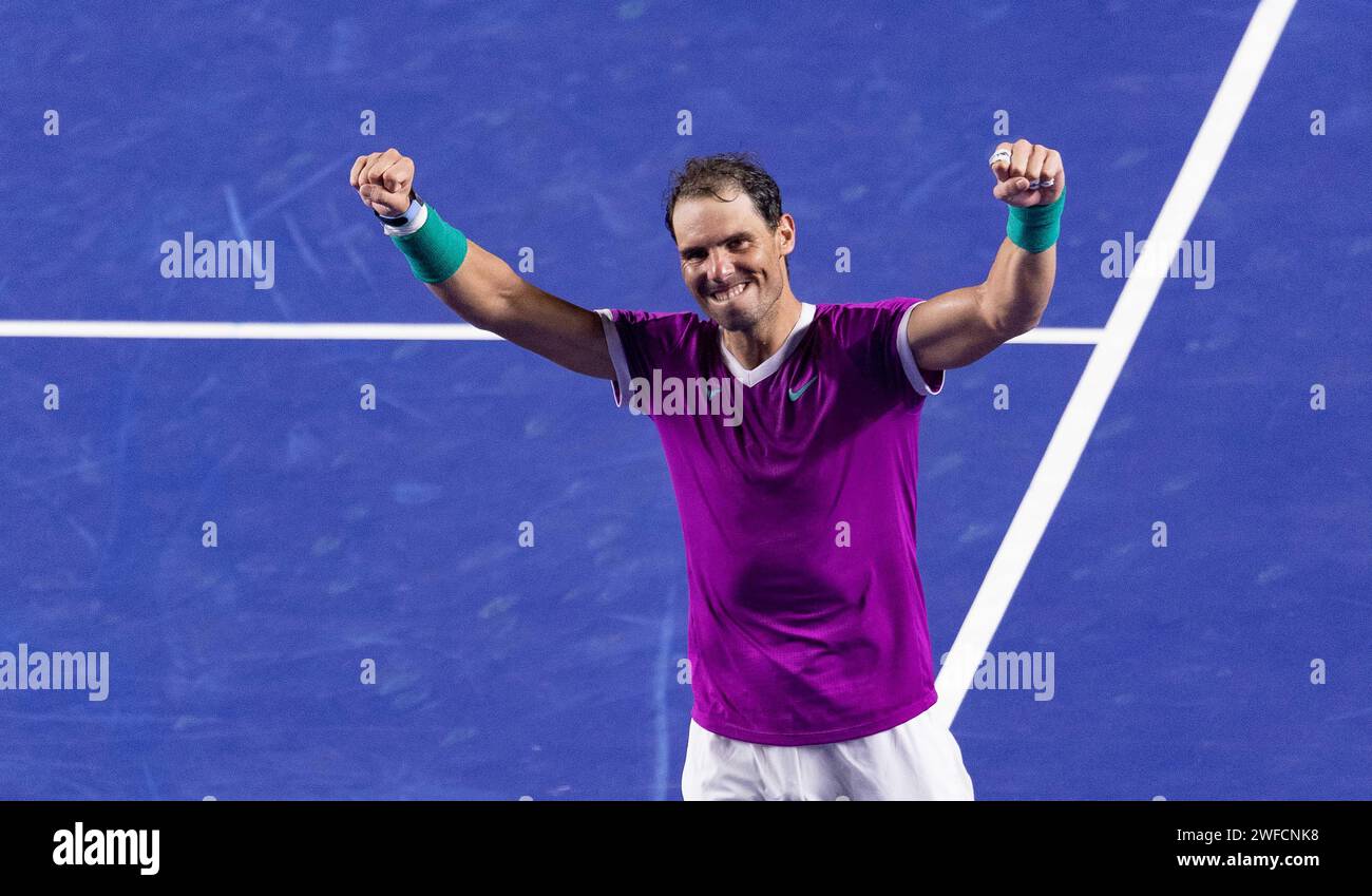 Rafael NADAL (ESP) vs Cameron NORRIE (GBR) durante il loro Singles Final Match dell'Abierto Mexicano Telcel presentado por HSBC all'Arena GNP Seguros il 26 febbraio 2022 ad Acapulco, Messico. Foto di Victor Fraile / Power Sport Images Foto Stock