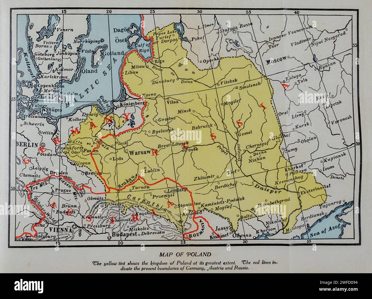 Mappa di Polonia Foto Stock