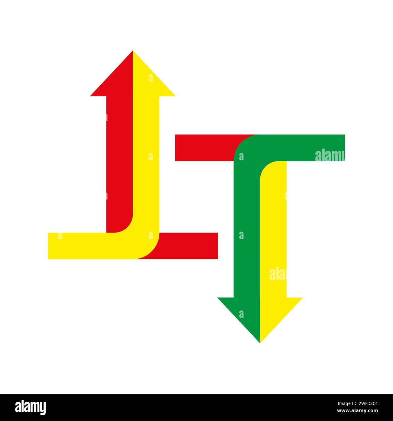 Frecce lineari colorate collegate. Strategia di successo aziendale. Illustrazione vettoriale. EPS 10. Illustrazione Vettoriale
