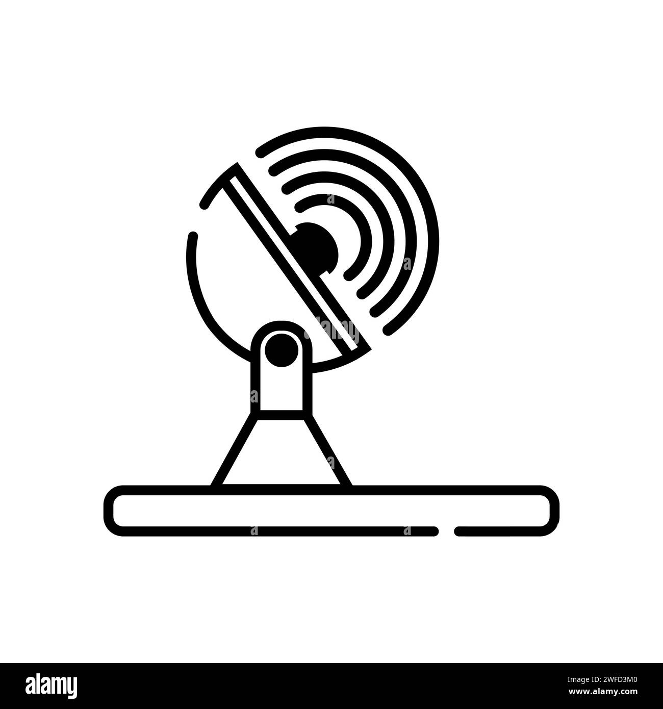 Icona con antenna satellitare. Dati digitali. Rete globale. Illustrazione vettoriale. immagine stock. EPS 10. Illustrazione Vettoriale