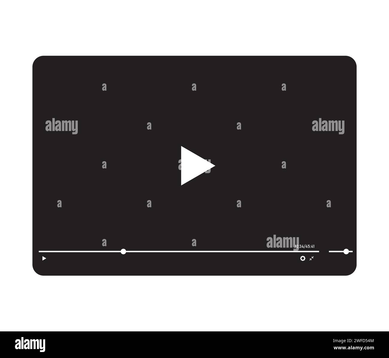 schermata del lettore multimediale. Interfaccia computer. Icona cornice video. Lettore video. Illustrazione vettoriale. immagine stock. EPS 10. Illustrazione Vettoriale