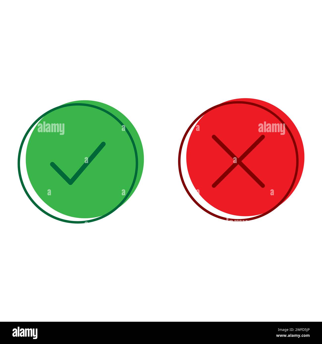 Spuntare il cerchio trasversale in stile piatto su sfondo bianco. Selezionare l'icona. Illustrazione vettoriale. immagine stock. EPS 10. Illustrazione Vettoriale