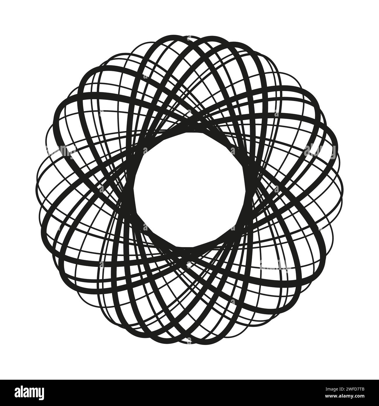 Elemento vettore astratto. Forma circolare con linee intersecanti. Vortice, forma a spirale. Illustrazione vettoriale. EPS 10. Illustrazione Vettoriale