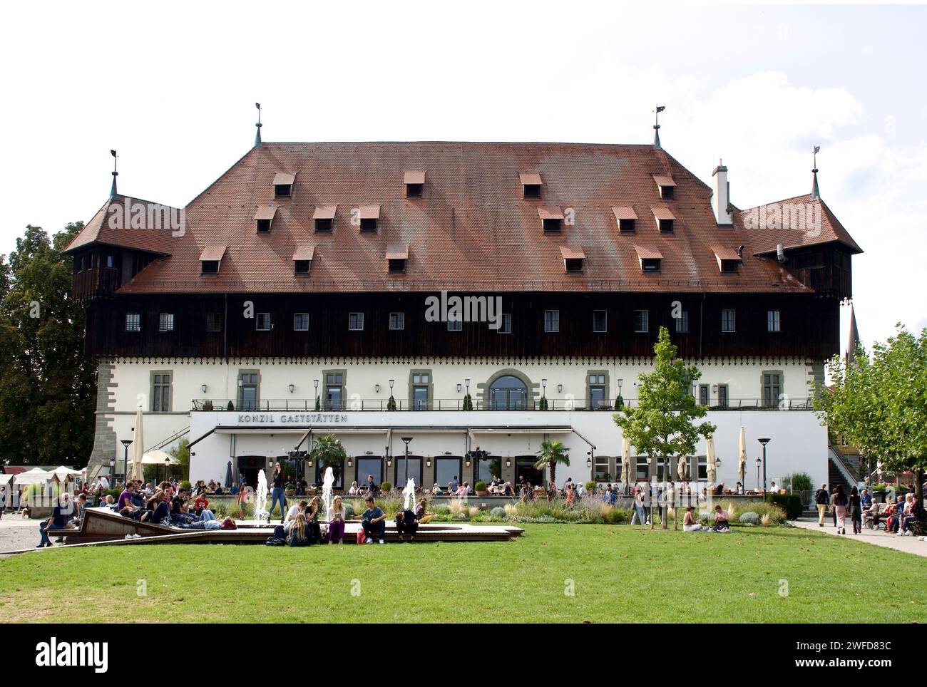 Edificio del Consiglio a Costanza sul Lago di Costanza dove Papa Martino V fu eletto in un concilio nel 1417 - Germania. Foto Stock