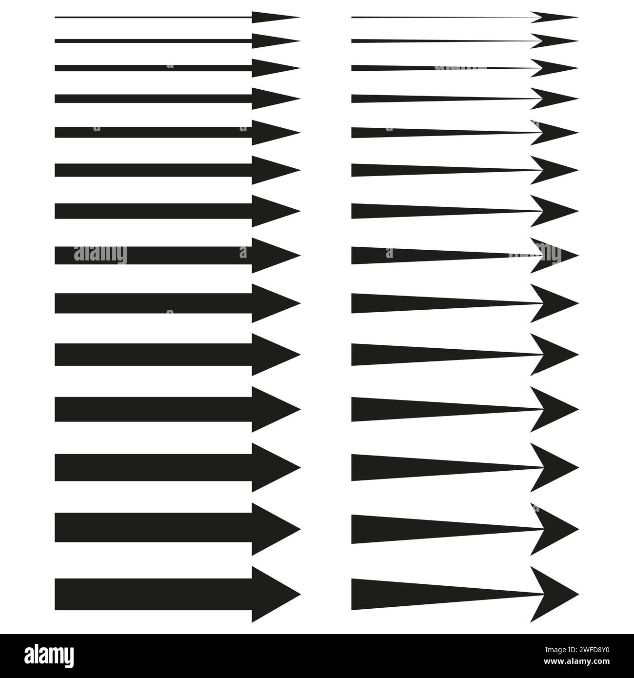 Set di frecce rettilinee astratte. Simbolo icona. Illustrazione vettoriale. EPS 10. Illustrazione Vettoriale