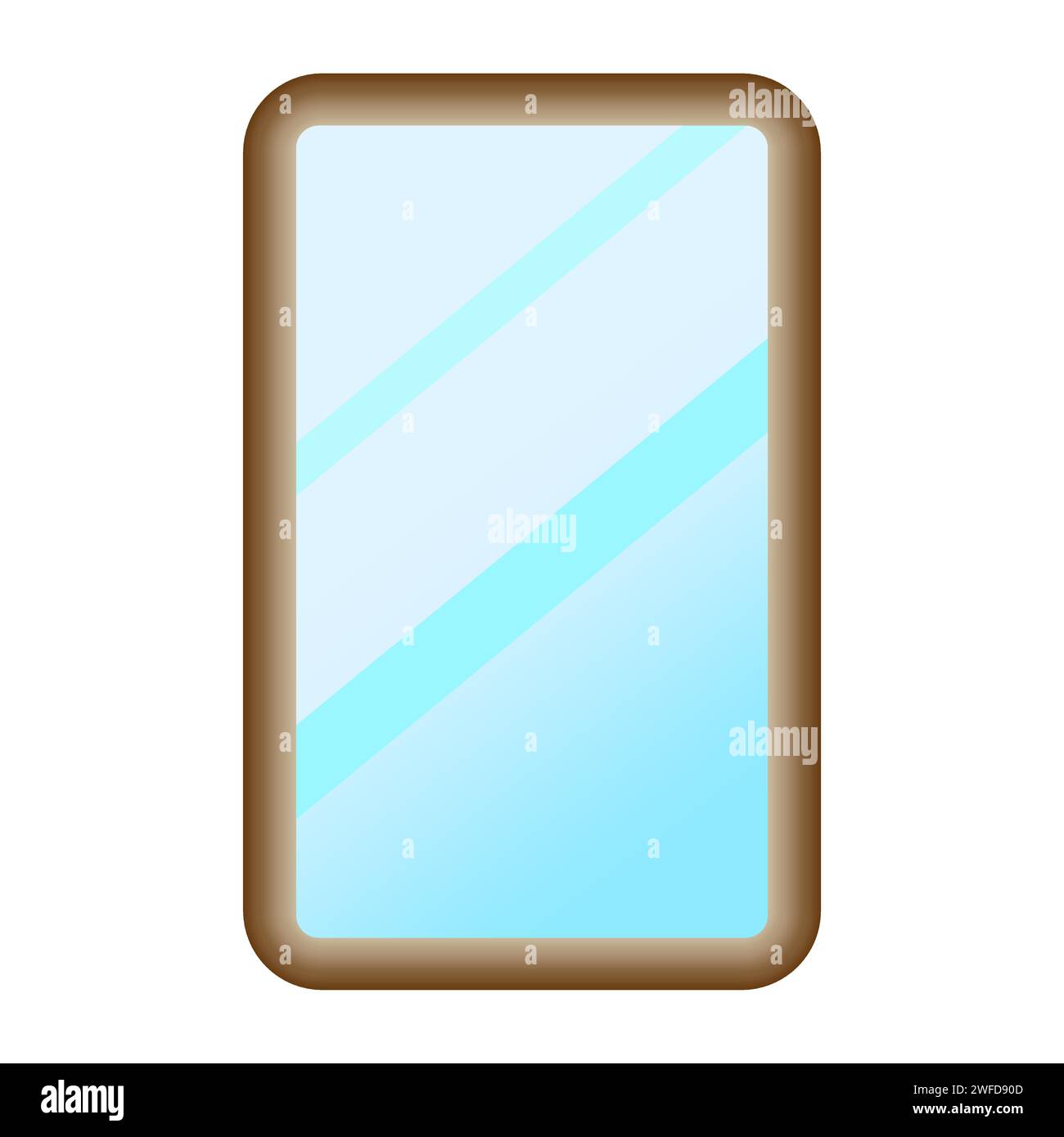 Icona grande dello specchio. Elemento bagno. Concetto di moda. Lunghezza completa. Decorazioni murali. Line art. Illustrazione vettoriale. Immagine stock. Illustrazione Vettoriale