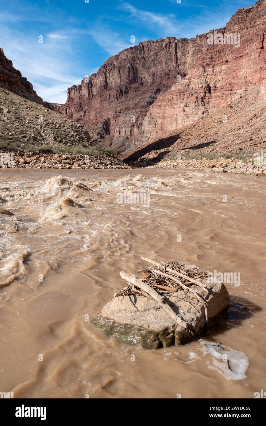 Colorado River at Rapid #27, Cataract Canyon, Canyonlands National Park, Utah. Foto Stock