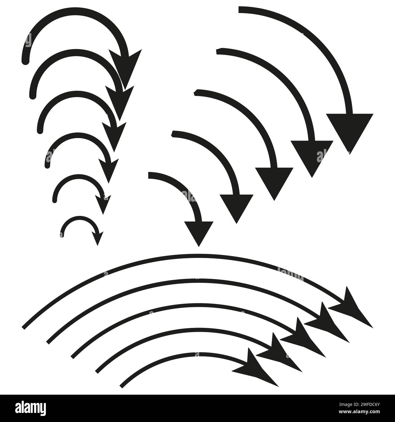 Sorpasso, parallele, doppie frecce di curvatura. Illustrazione vettoriale. EPS 10. Immagine stock. Illustrazione Vettoriale