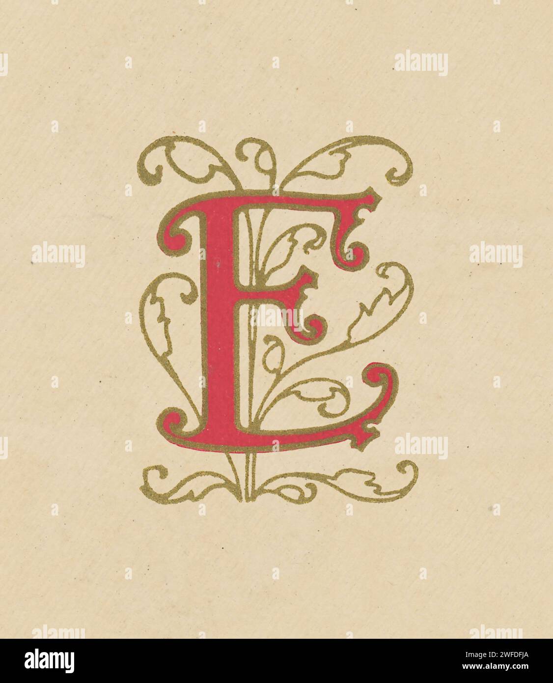 Elegante monogramma vittoriano d'epoca - lettera E. Foto Stock