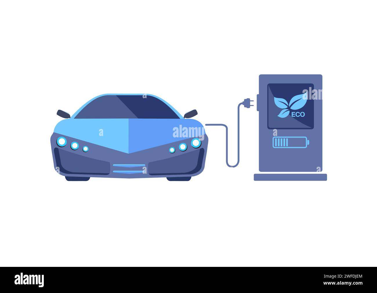 Auto elettrica .stazioni di rifornimento elettriche.Auto del futuro .concetti ecologici.effetto di decadimento in particelle. Foto Stock