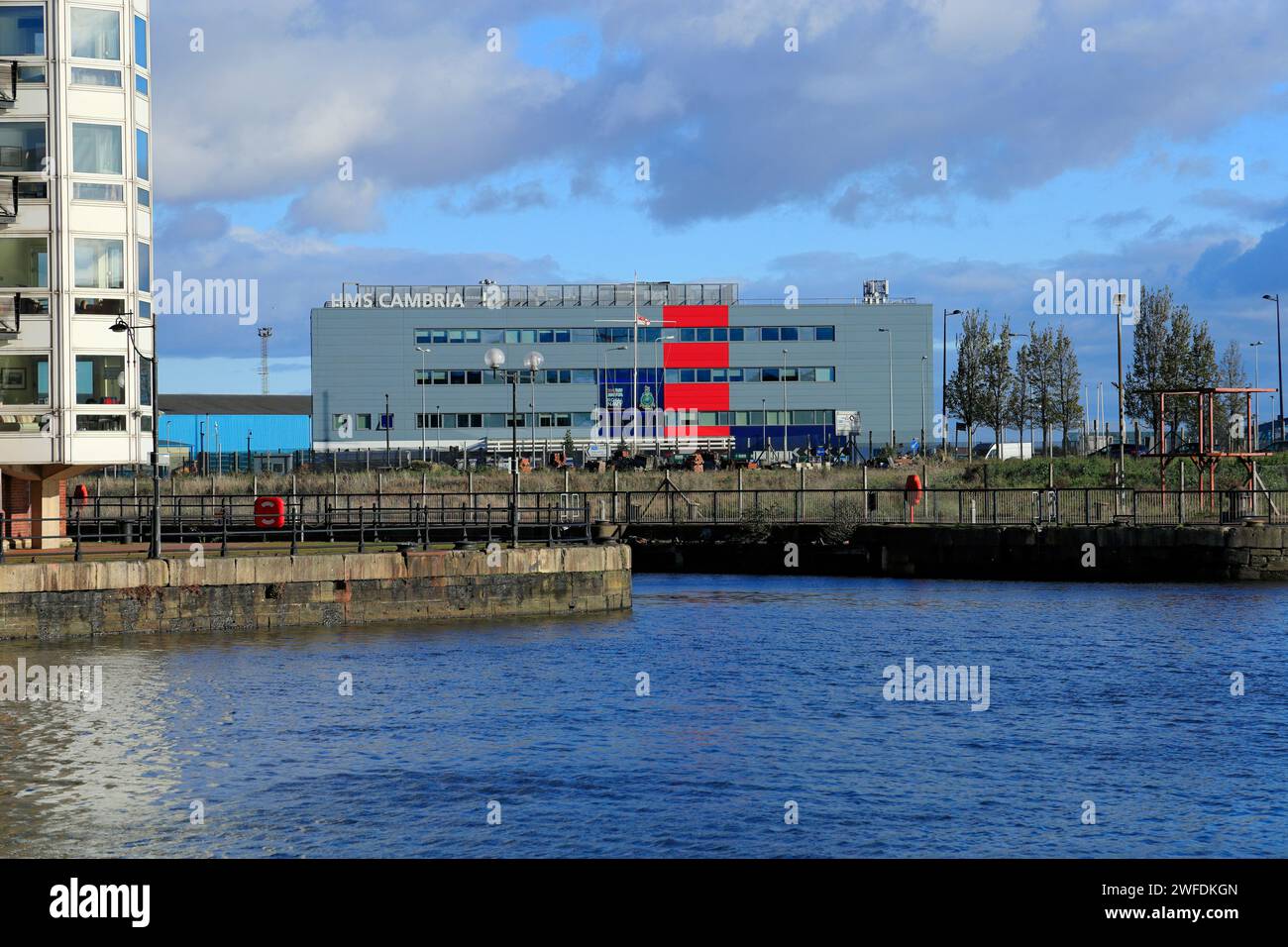 HMS Cambria, Royal Naval Reserve Unit, Roath Dock, Cardiff. Foto Stock