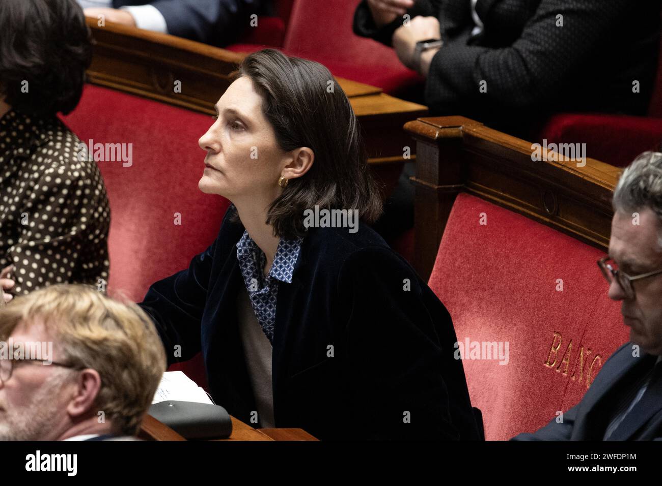 Parigi, Francia. 28 gennaio 2024. Ministro francese dell'istruzione, dello sport partecipa al discorso del primo ministro francese Gabriel Attal all'Assemblea Nazionale di Parigi, 30 gennaio 2024. Francia. David NIVIERE/ABACAPRESS.COM credito: Abaca Press/Alamy Live News Foto Stock