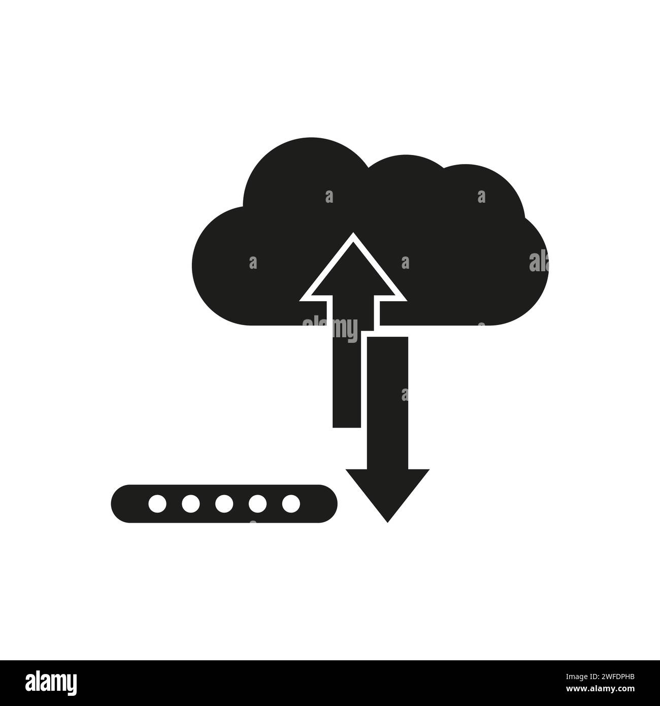 Backup su cloud, icona di archiviazione. Server, icona di hosting. Icona del sistema di database. Icona di download, trasferimento. Icona delle informazioni di ripristino, sincronizzazione. Illust vettoriale Illustrazione Vettoriale