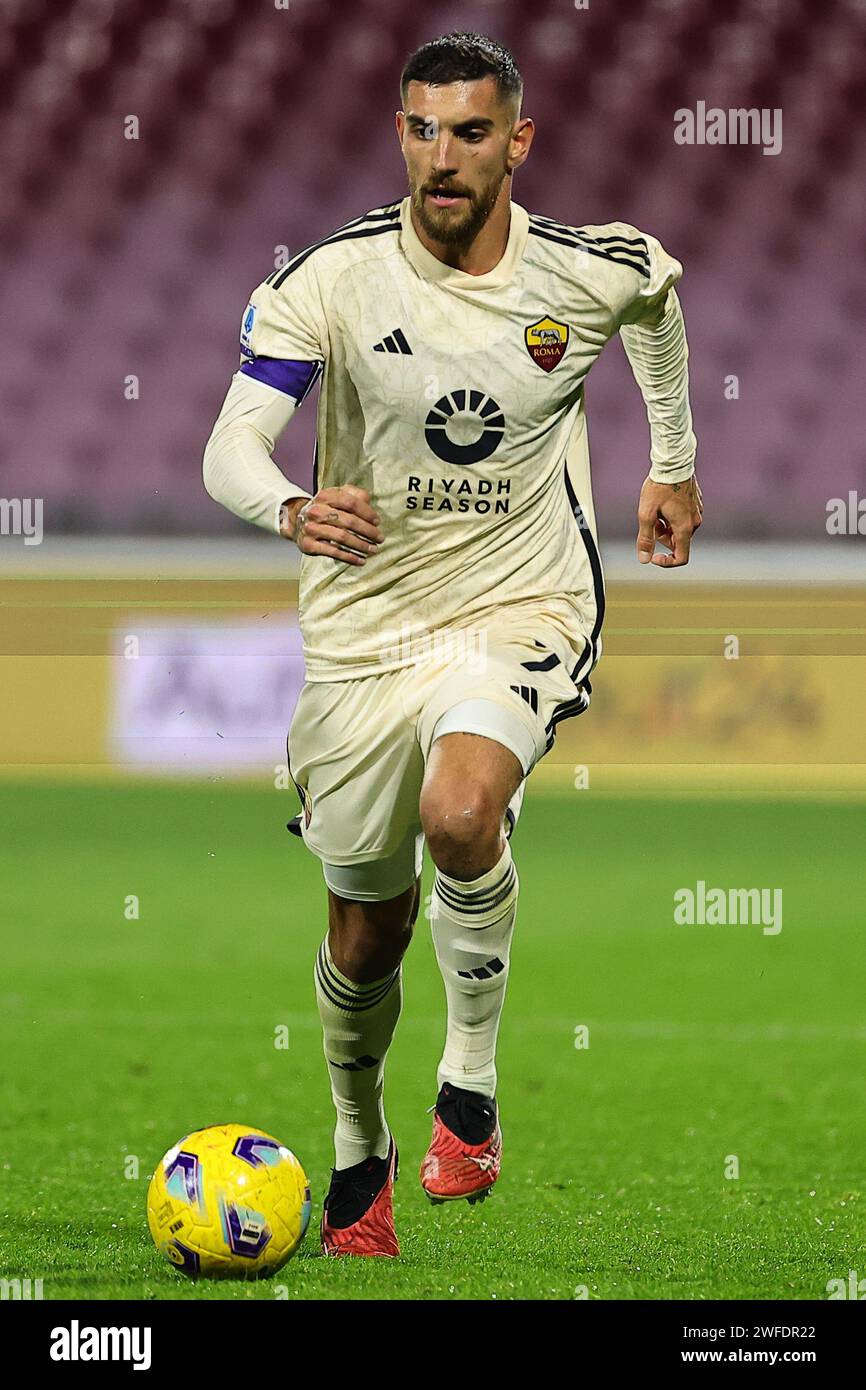 Lorenzo Pellegrini dell'AS Roma durante la partita di serie A tra US Salernitana e AS Roma allo stadio Arechi di Salerno (Italia), 29 gennaio 2024. Foto Stock