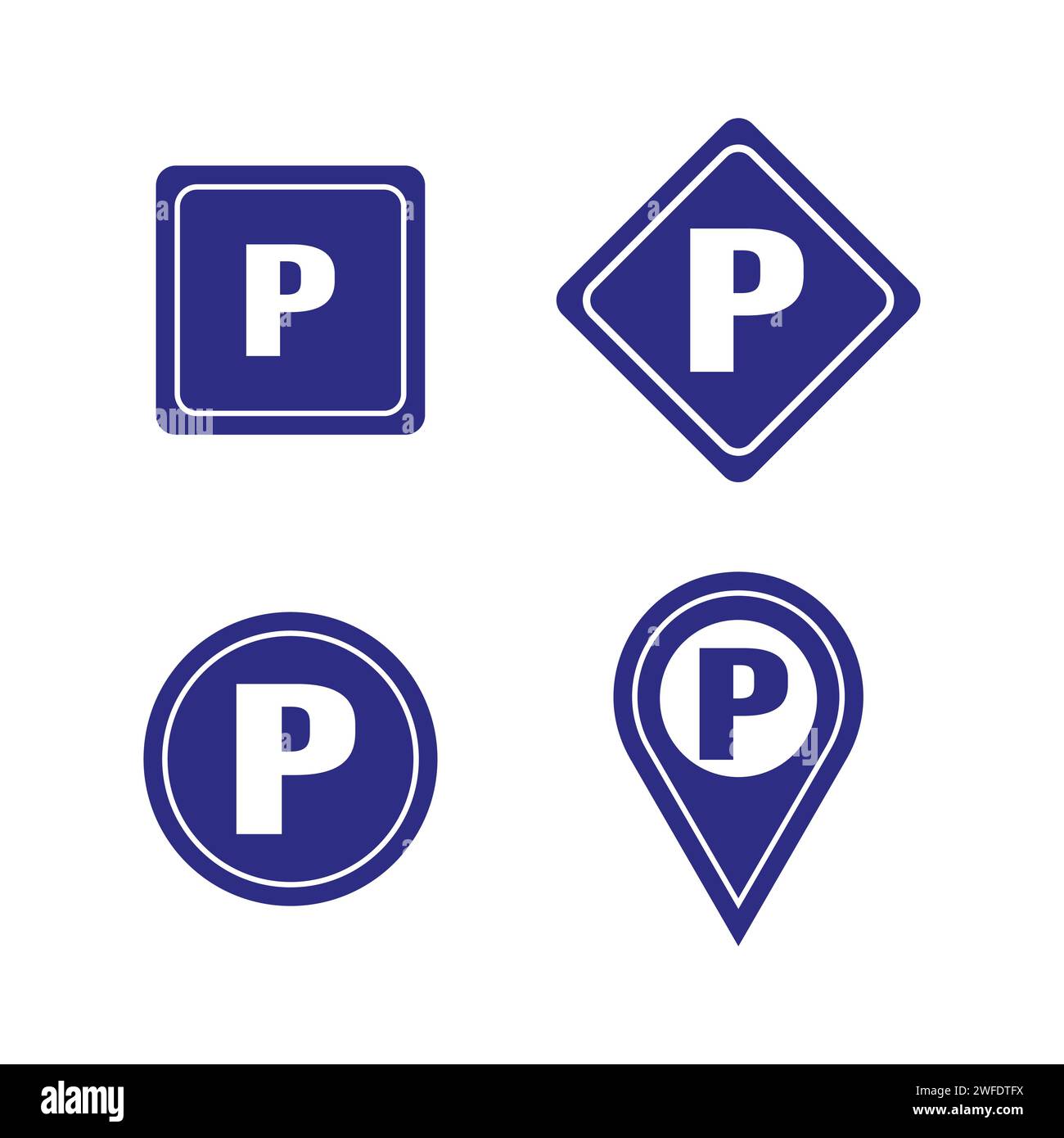 Icone di parcheggio degli indicatori della mappa. Illustrazione vettoriale. EPS 10. Immagine stock. Illustrazione Vettoriale