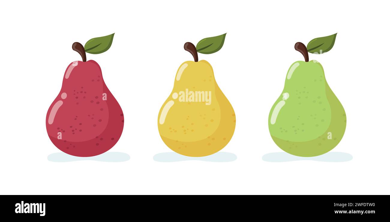 Set di pere. Frutta appetitosa isolata. Illustrazione vettoriale Illustrazione Vettoriale
