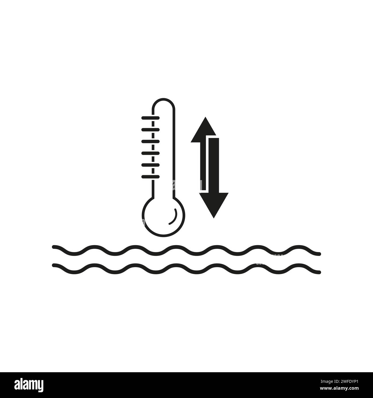 Cartello termometro. icona di misurazione della temperatura del liquido. Controllare la temperatura dell'acqua o dell'olio. Illustrazione vettoriale. EPS 10. immagine stock. Illustrazione Vettoriale