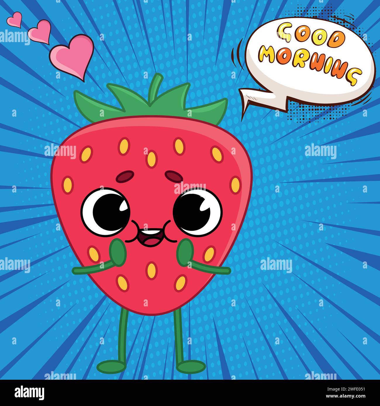 immagine vettoriale in stile cartoni animati strawberry Illustrazione Vettoriale