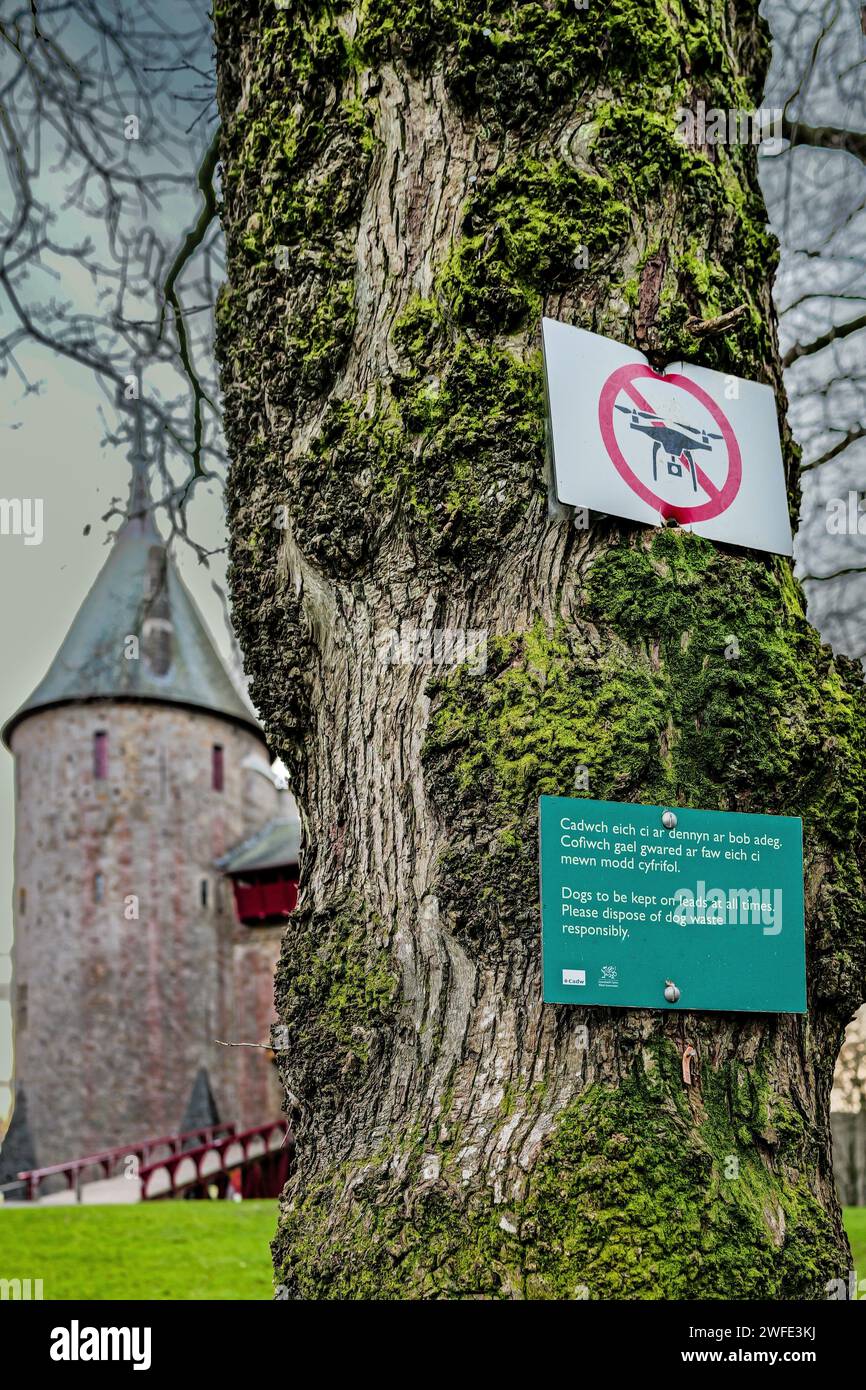 Nessun segnale di droni fuori Castle Coch, Galles. Foto Stock