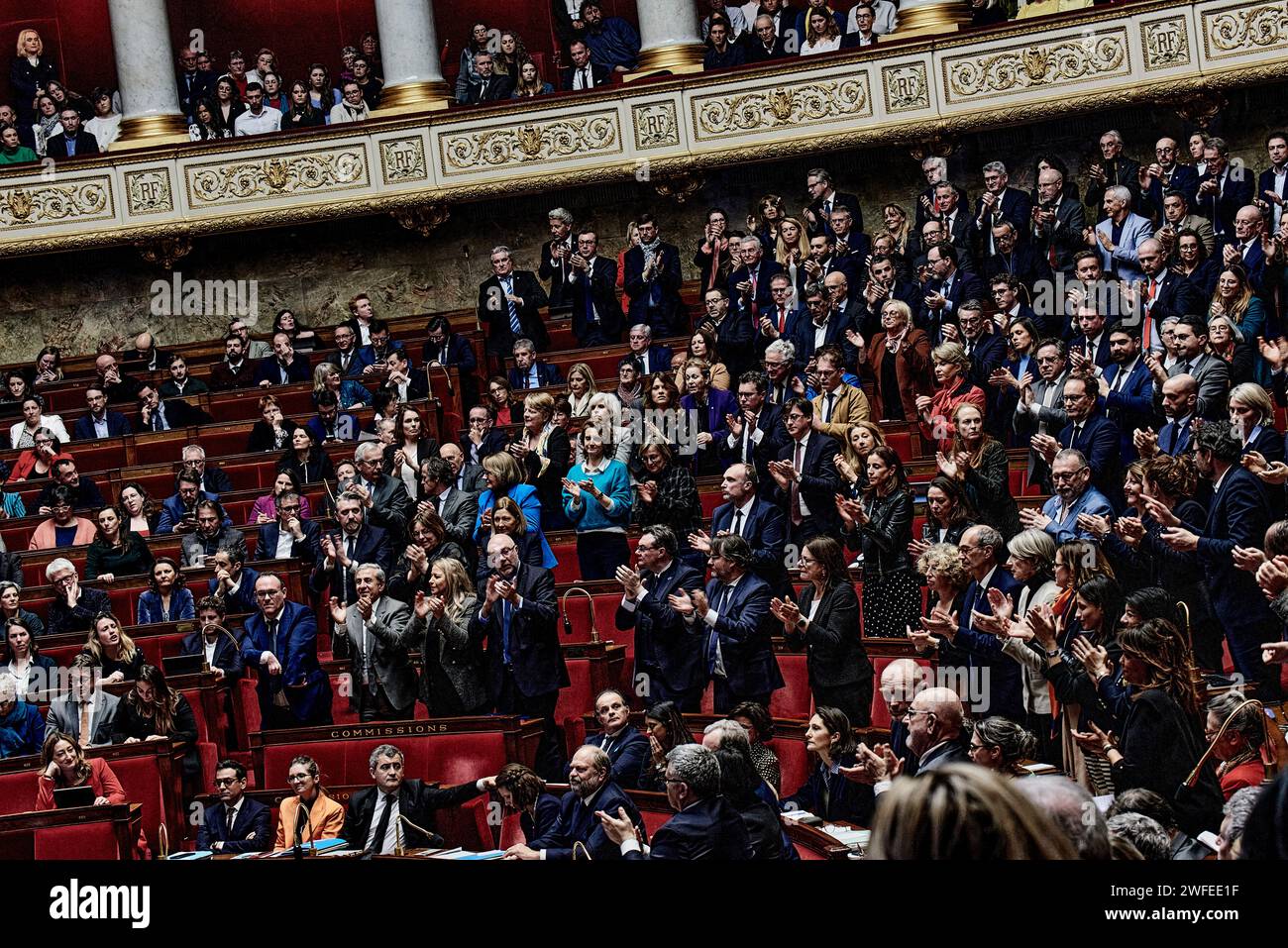 Parigi, Francia. 30 gennaio 2024. Antonin Burat/le Pictorium - discorso del primo Ministro Gabriel Attal di fronte all'Assemblea nazionale francese - 30/01/2024 - Francia/Ile-de-France (regione)/Parigi - il primo Ministro Gabriel Attal pronuncia il suo discorso di politica generale davanti all'Assemblea nazionale francese, il 30 gennaio 2024. Crediti: LE PICTORIUM/Alamy Live News Foto Stock