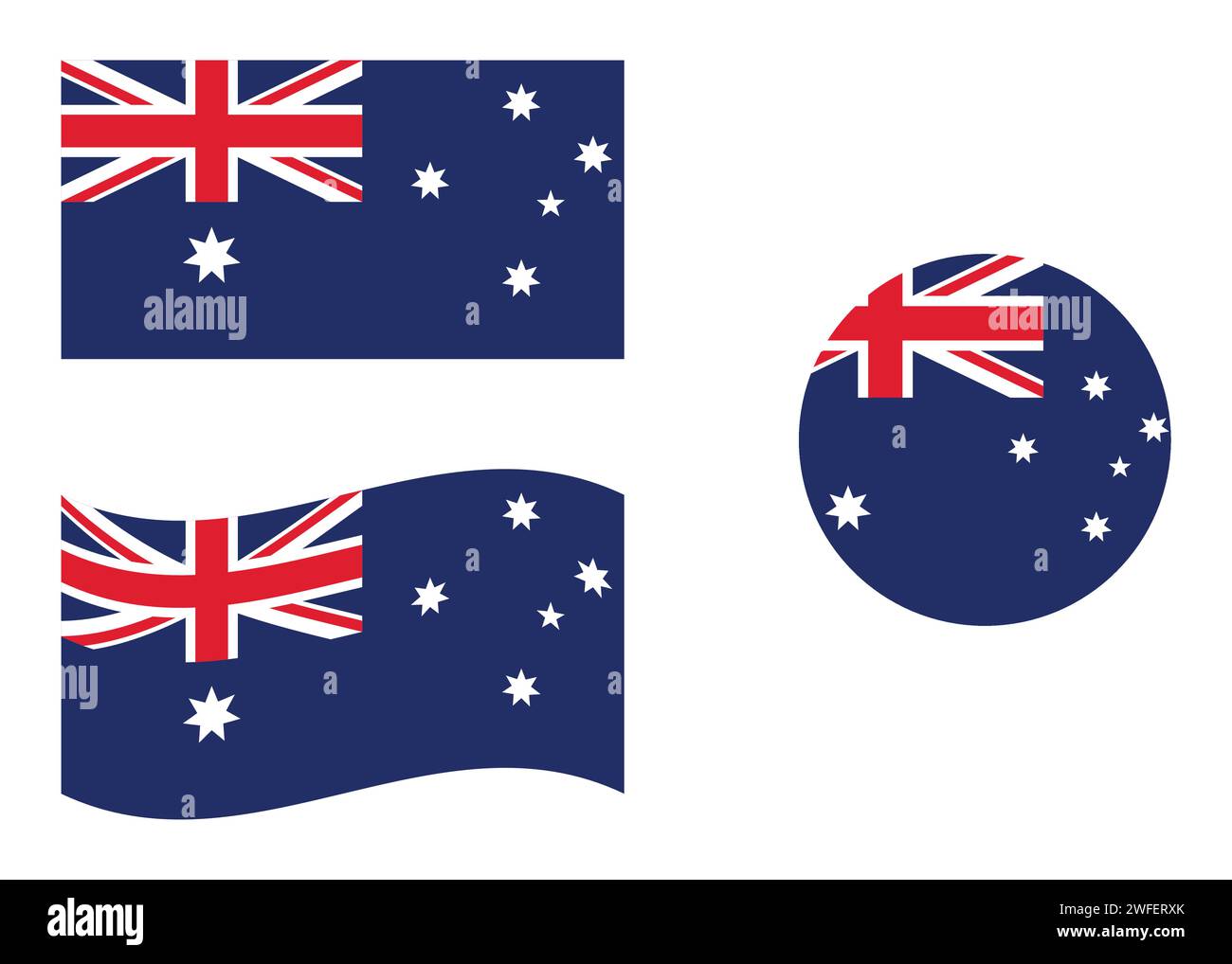 Bandiera dell'Australia. Bandiera australiana a forma di cerchio. Variazioni della bandiera del paese Illustrazione Vettoriale