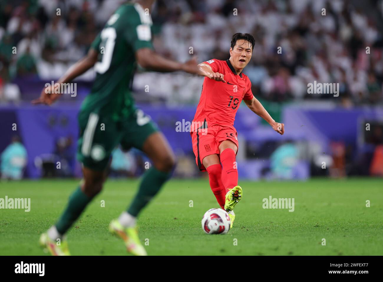 Al Rayyan, Qatar. 30 gennaio 2024. Kim Younggwon (KOR) calcio/calcio : Coppa d'Asia AFC Qatar 2023 turno di 16 partita tra Arabia Saudita 1(2-4)1 Corea del Sud all'Education City Stadium di al Rayyan, Qatar . Crediti: Naoki Morita/AFLO SPORT/Alamy Live News Foto Stock