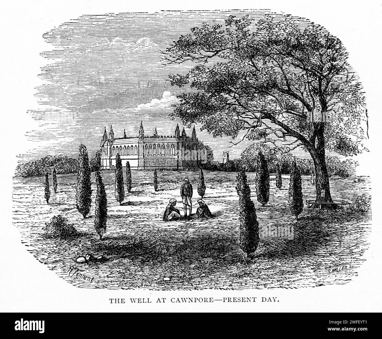 Incisione del pozzo a Cawnpore, India, circa 1900 Foto Stock